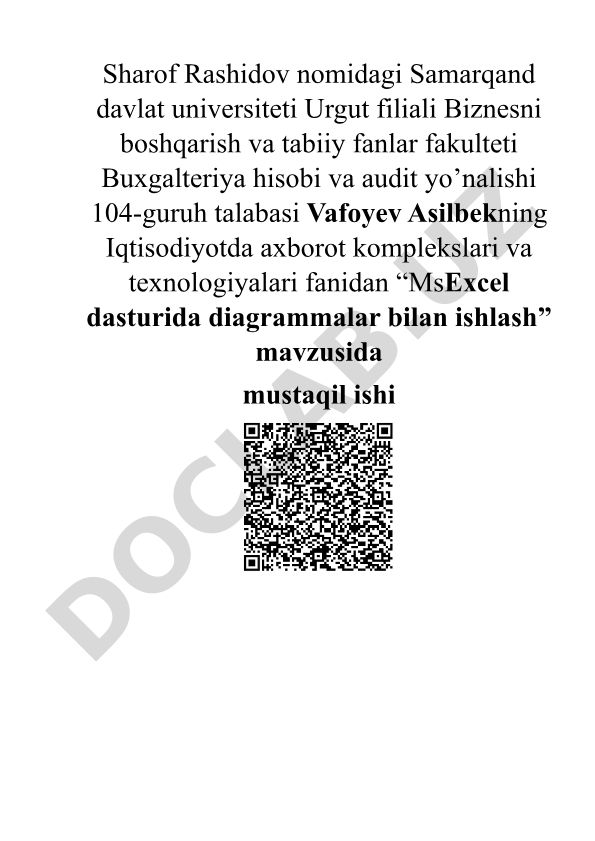 MsExcel dasturida diagrammalar bilan ishlash