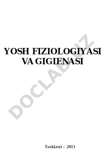 Yosh fiziologiyasi va gigiyenasi