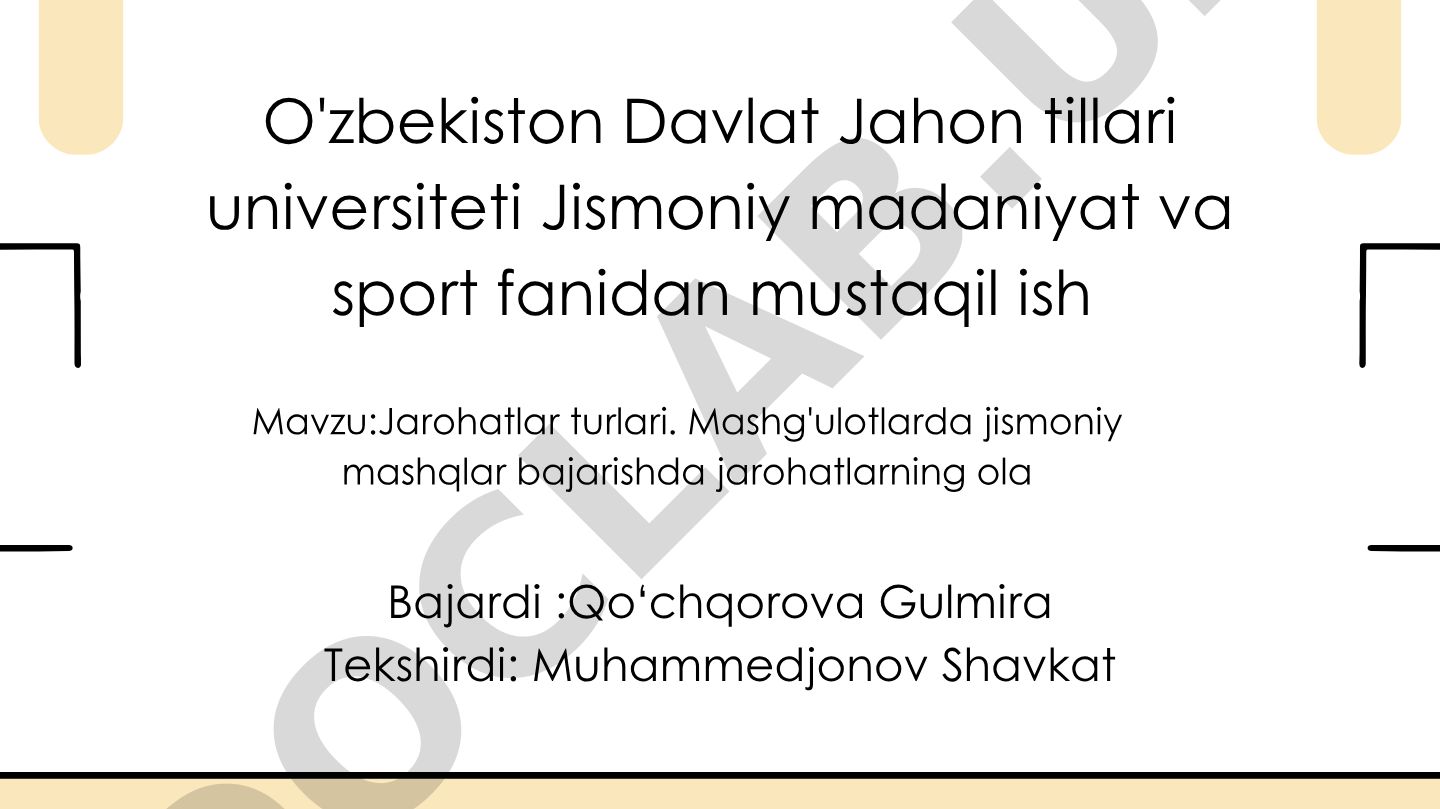 Jarohatlar turlari