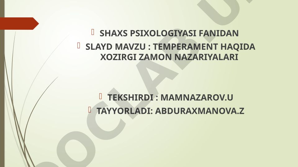 Temperament haqida xozirgi zamon nazariyalari