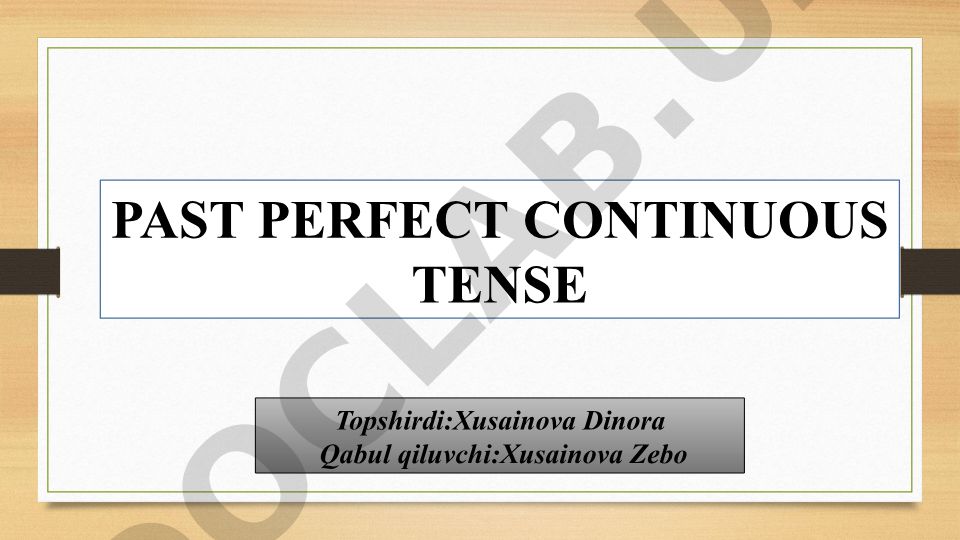 Past Perfect Continuous Tense