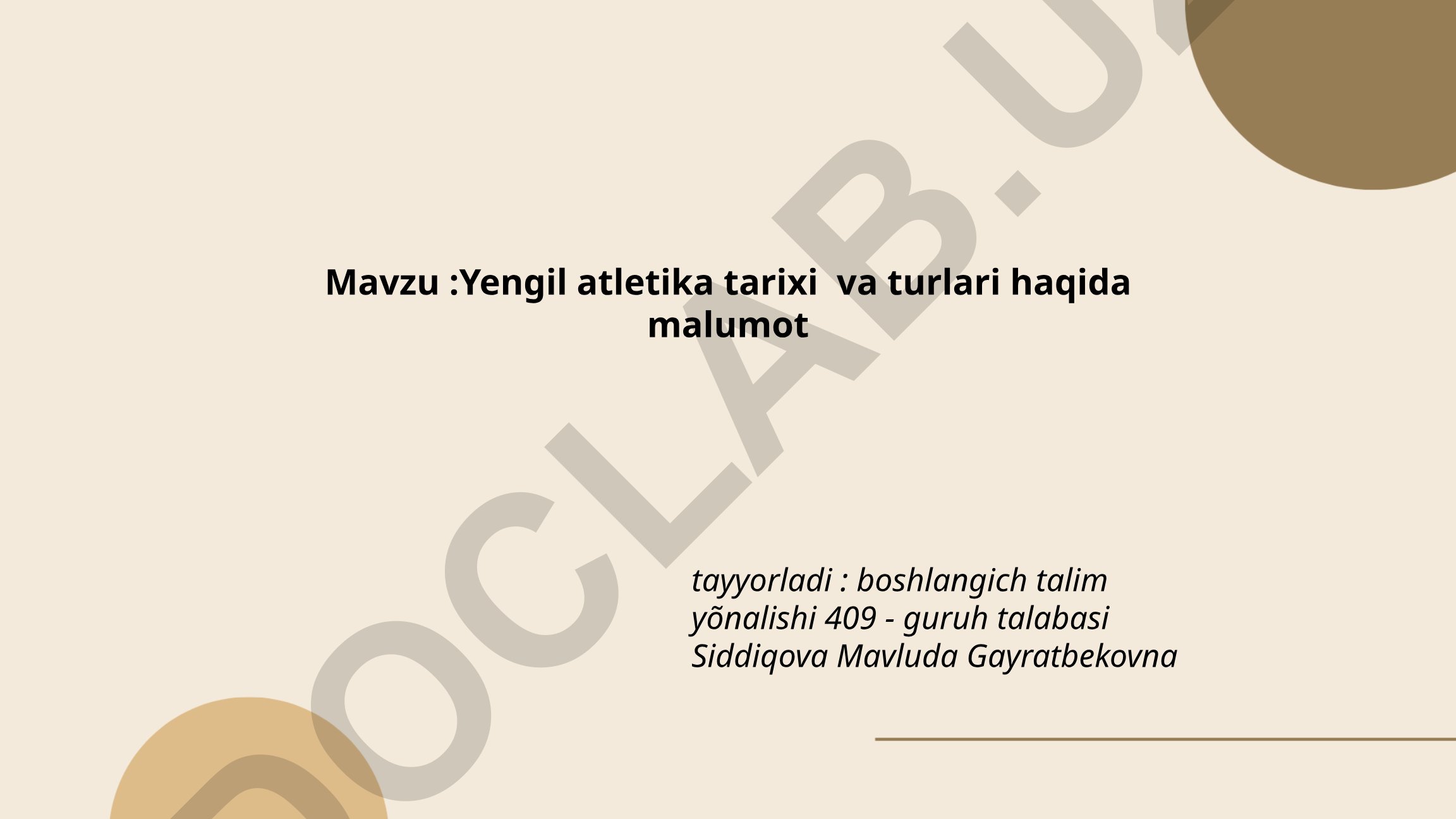 Yengil atletika tarixi va turlari