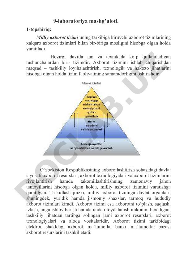 Milliy axborot tizimi va uning tarkibi