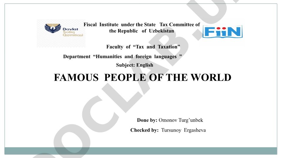 Famous People of the World: Joseph Turner and William Shakespeare