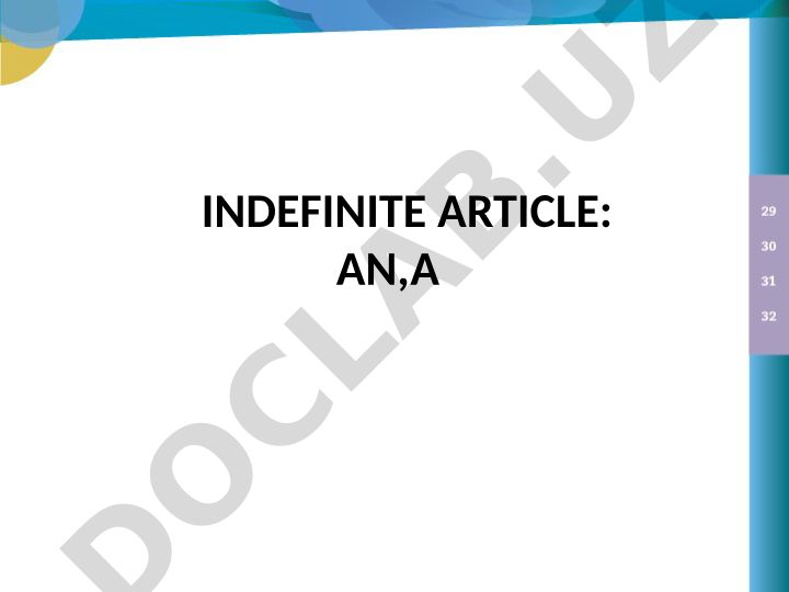 Indefinite and definite articles in English grammar