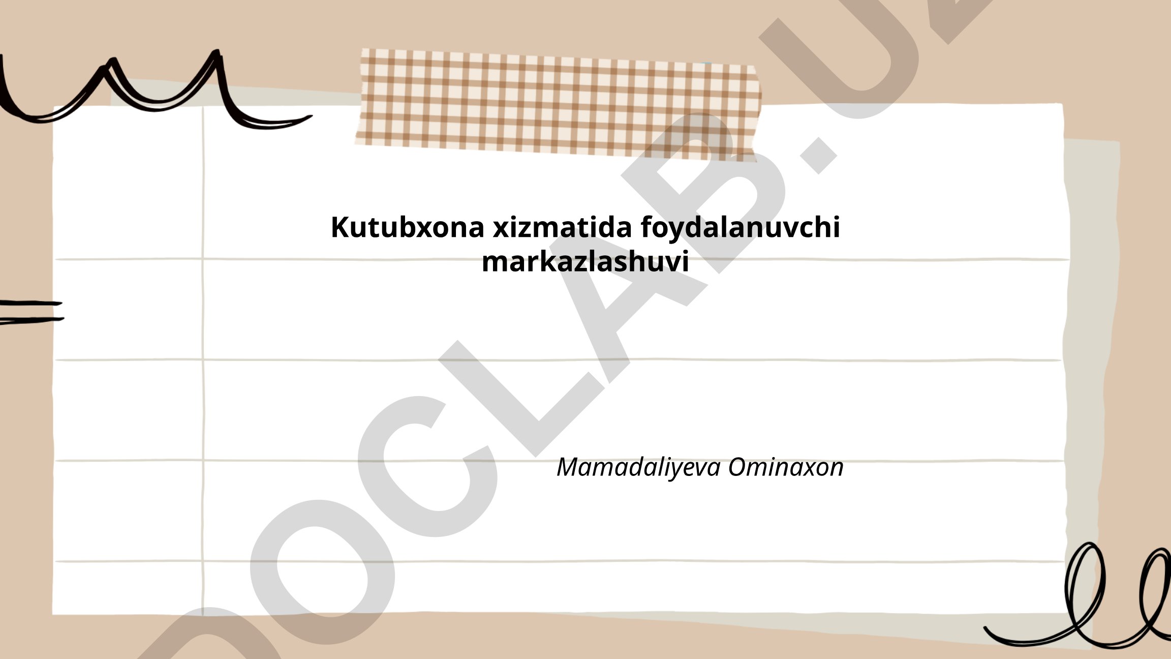 Kutubxona xizmatida foydalanuvchi markazlashuvi