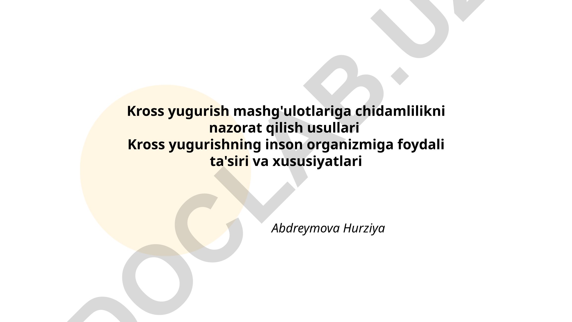Kross yugurish mashg'ulotlariga chidamlilikni nazorat qilish usullari