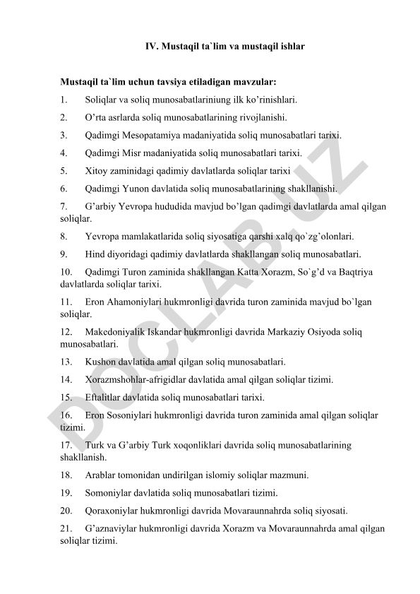 Soliqlar tarixi va soliq munosabatlari rivojlanishi