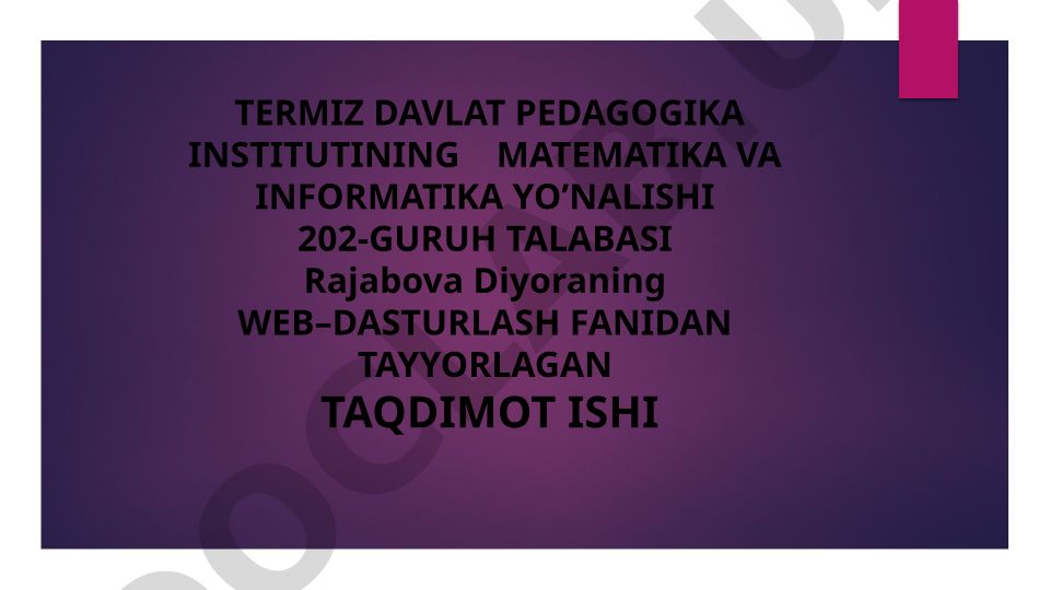 Metodlar. HTML formasini serverga ma'lumotlarni jo'natish uchun qo'llanilishi