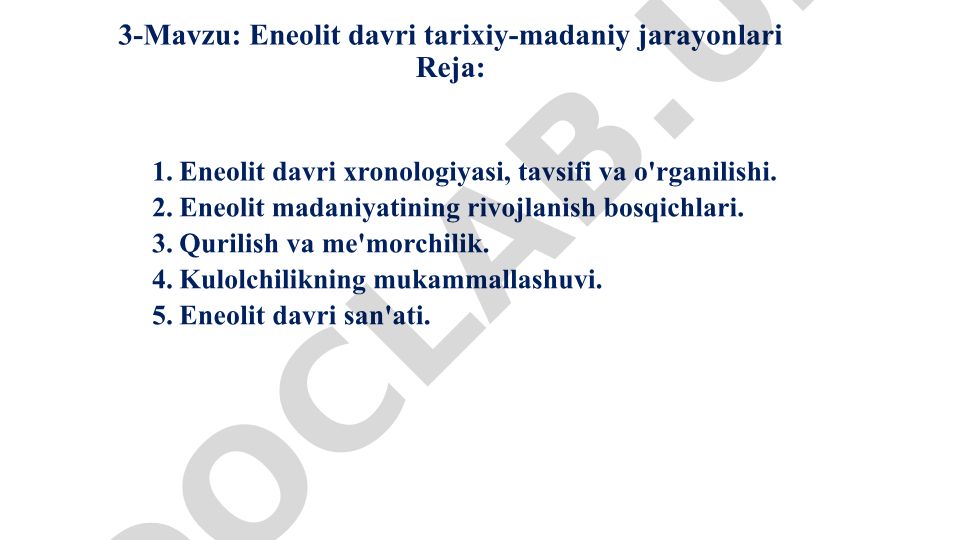 Eneolit davri tarixiy-madaniy jarayonlari