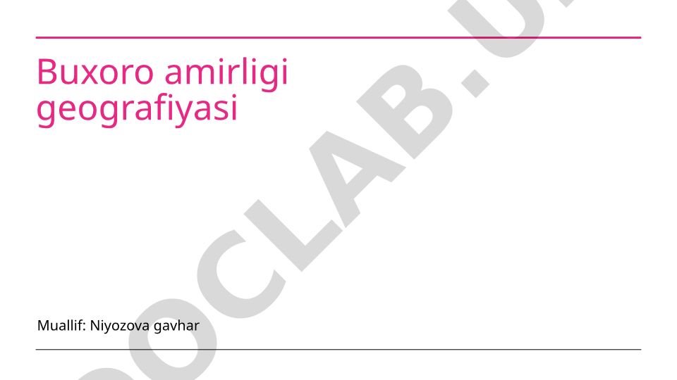 Buxoro amirligi geografiyasi