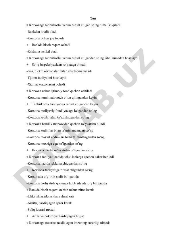 Tadbirkorlik faoliyatini boshlash tartibi va korxona ro'yxatga olish