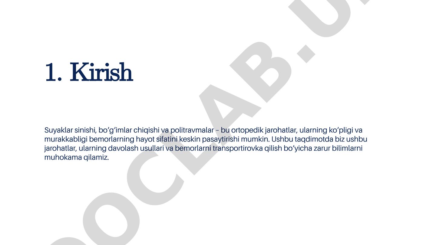 Ortopedik jarohatlar: suyak sinishi, bo'g'im chiqishi va politravmalar