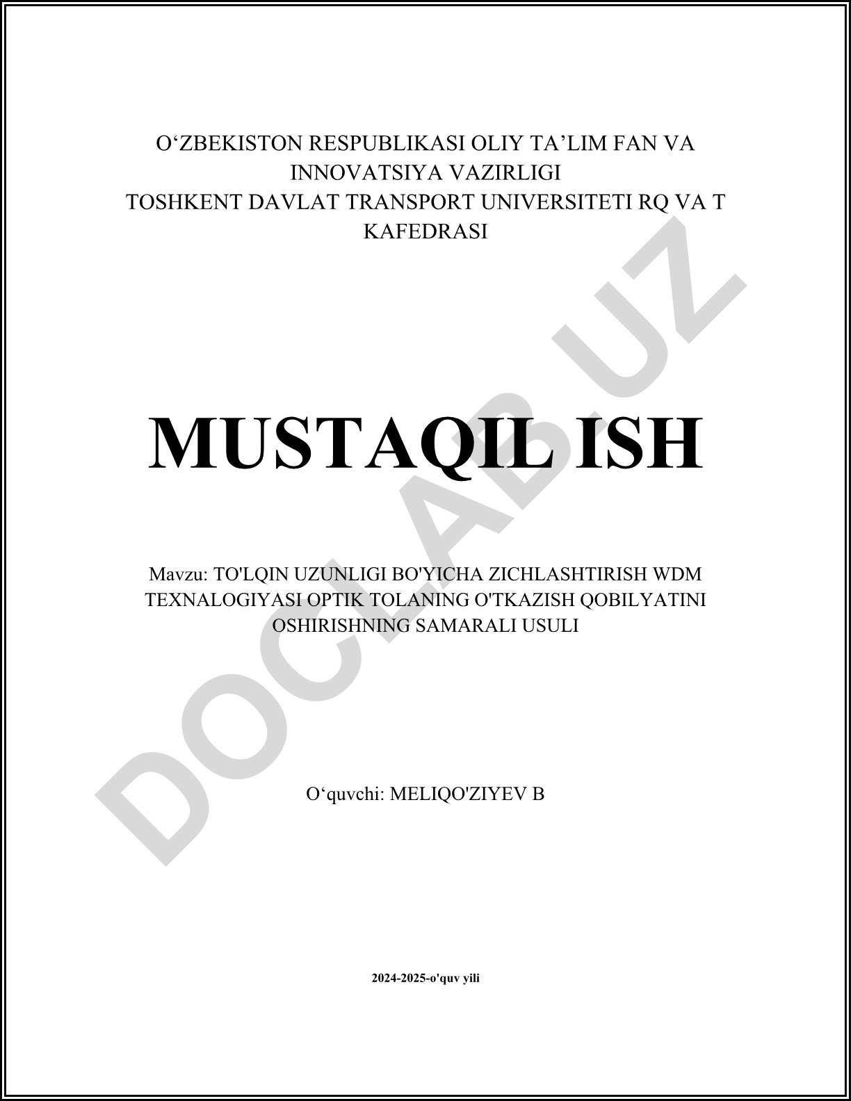 To'lqin uzunligi bo'yicha zichlashtirish WDM texnologiyasi optik tolaning o'tkazish qobilyatini oshirishning samarali usuli