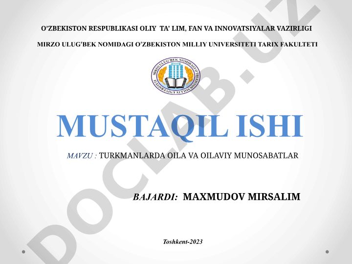 Turkmanlarda oila va oilaviy munosabatlar