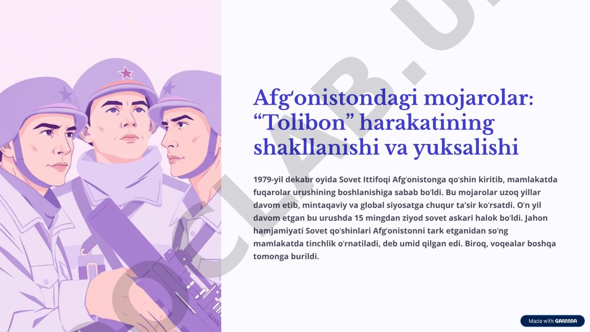 Afgʻonistondagi mojarolar: “Tolibon” harakatining shakllanishi va yuksalishi