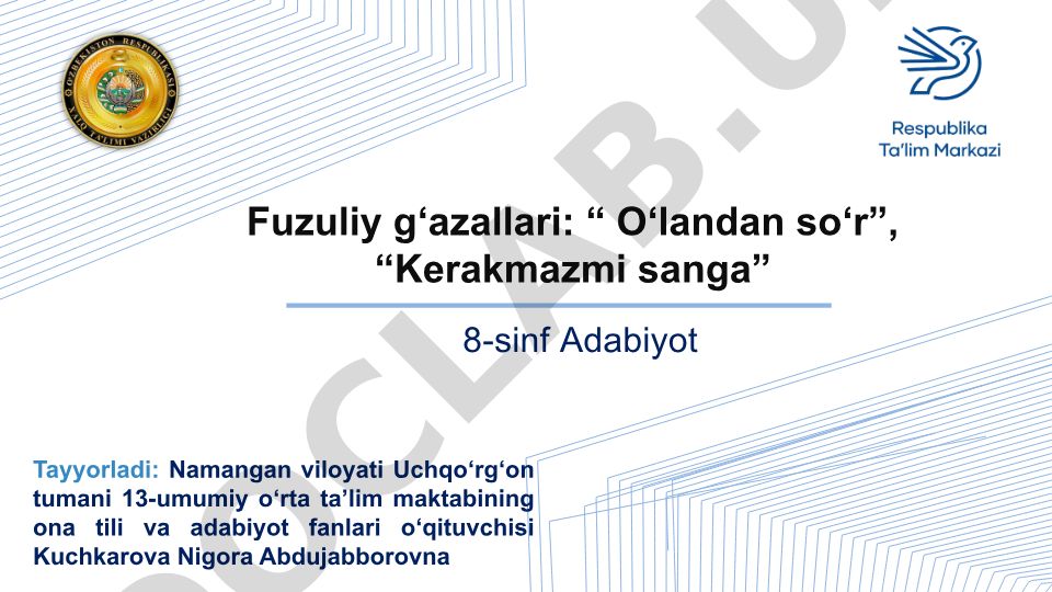 Fuzuliy g'azallari: "O'landan so'r", "Kerakmazmi sanga"