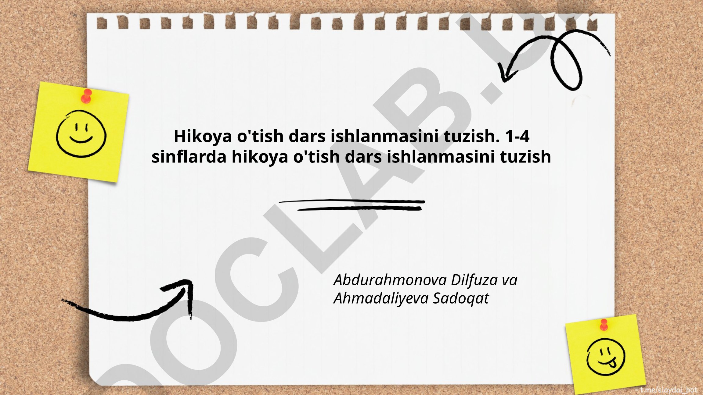 1-4 sinflarda hikoya o'tish dars ishlanmasini tuzish