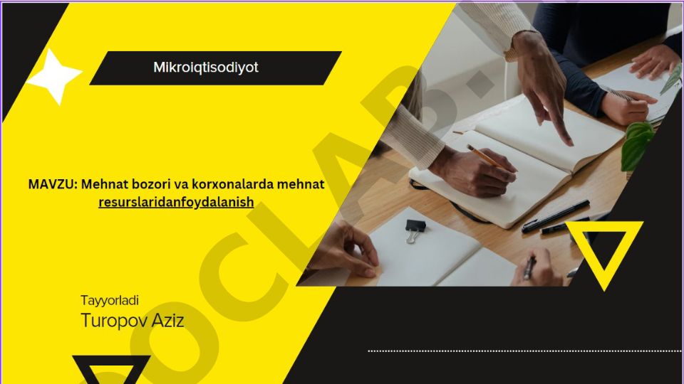 Mehnat bozori va korxonalarda mehnat resurslaridan foydalanish