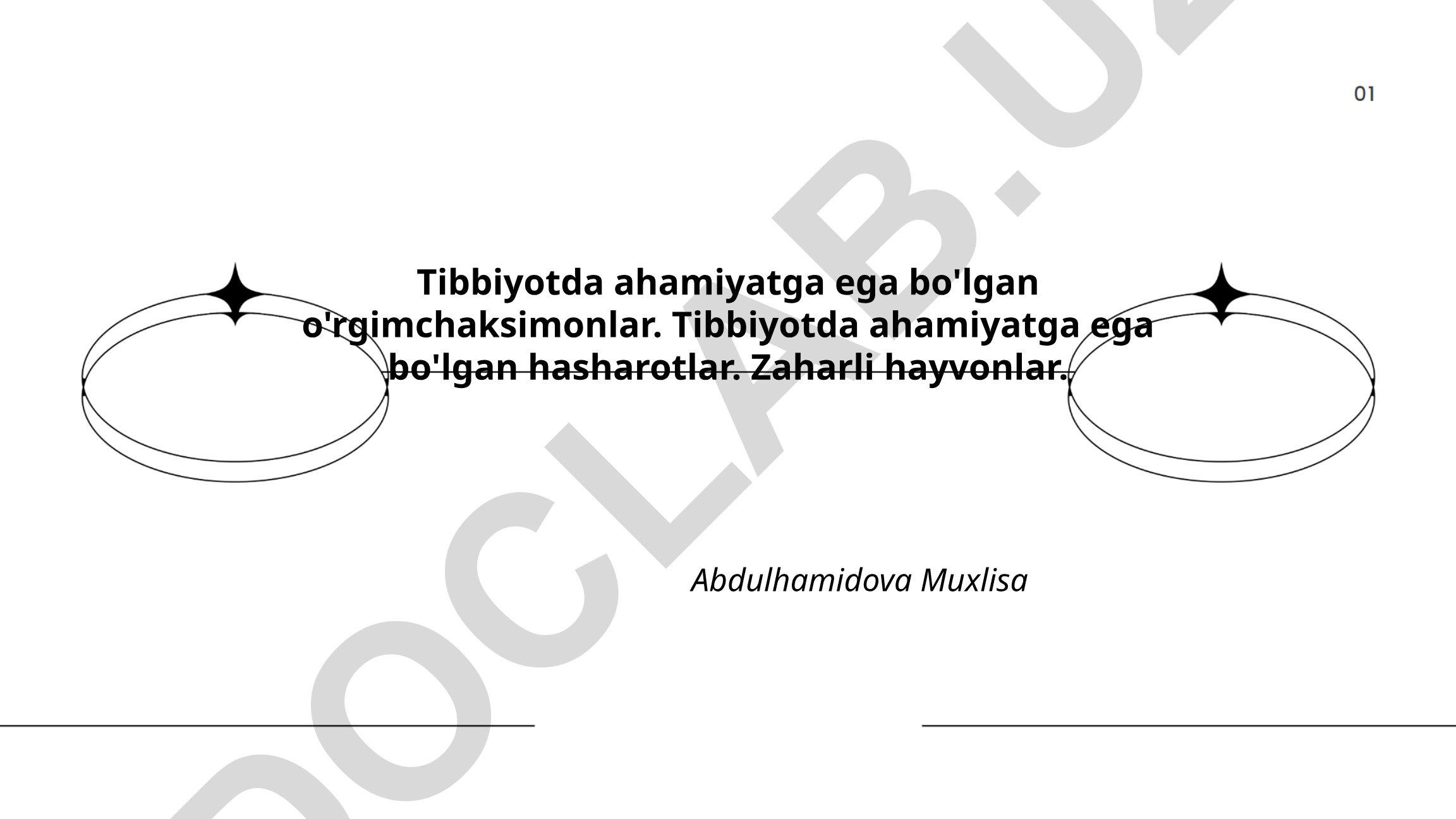 Tibbiyotda ahamiyatga ega bo'lgan o'rgimchaksimonlar, hasharotlar va zaharli hayvonlar