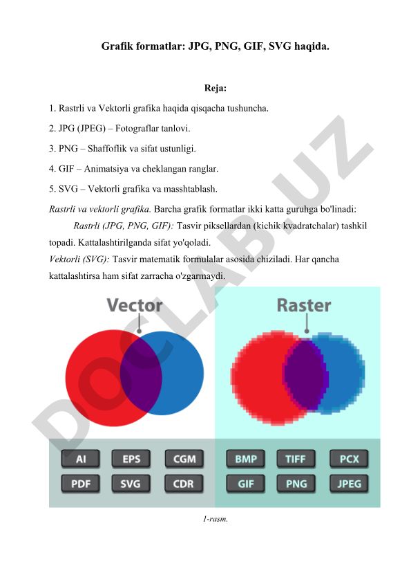 Grafik formatlar: JPG, PNG, GIF, SVG