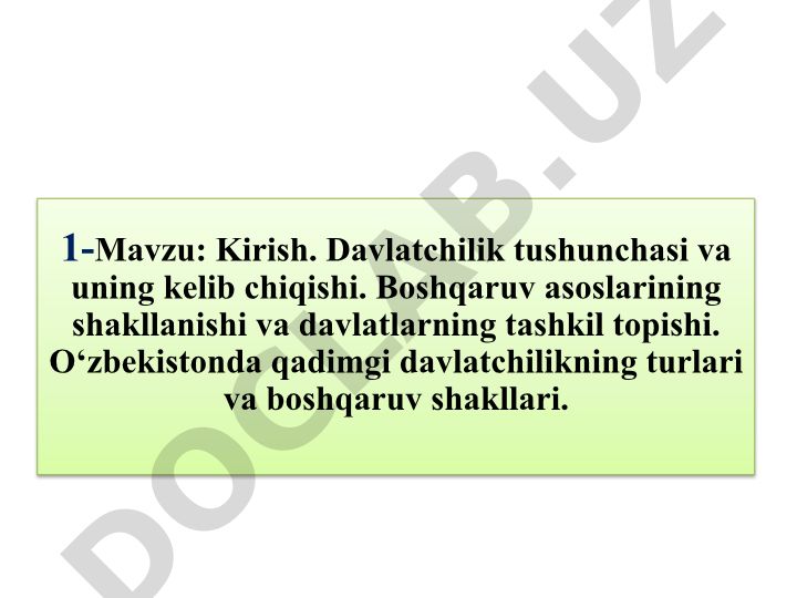 O‘zbekiston davlatchilik tarixi fanining nazariy metodologik asoslari