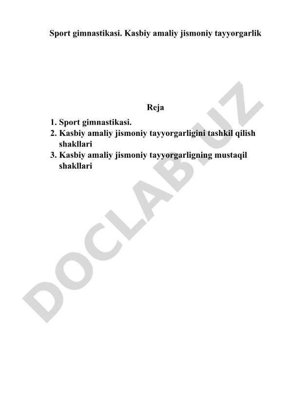 Sport gimnastikasi va kasbiy amaliy jismoniy tayyorgarlik