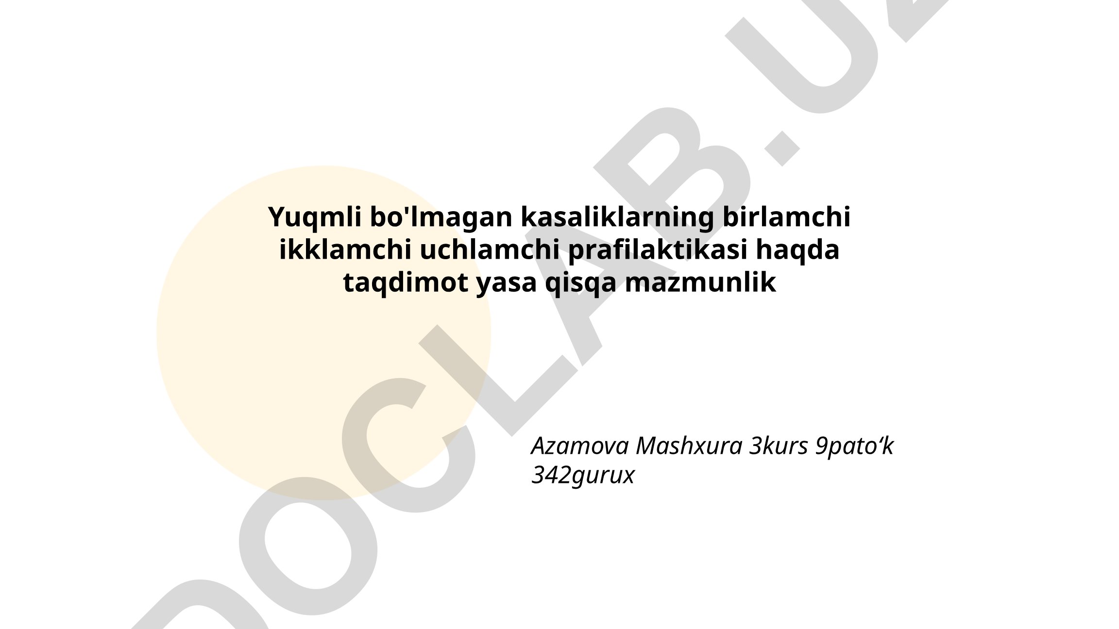 Yuqmli bo'lmagan kasalliklarning profilaktikasi