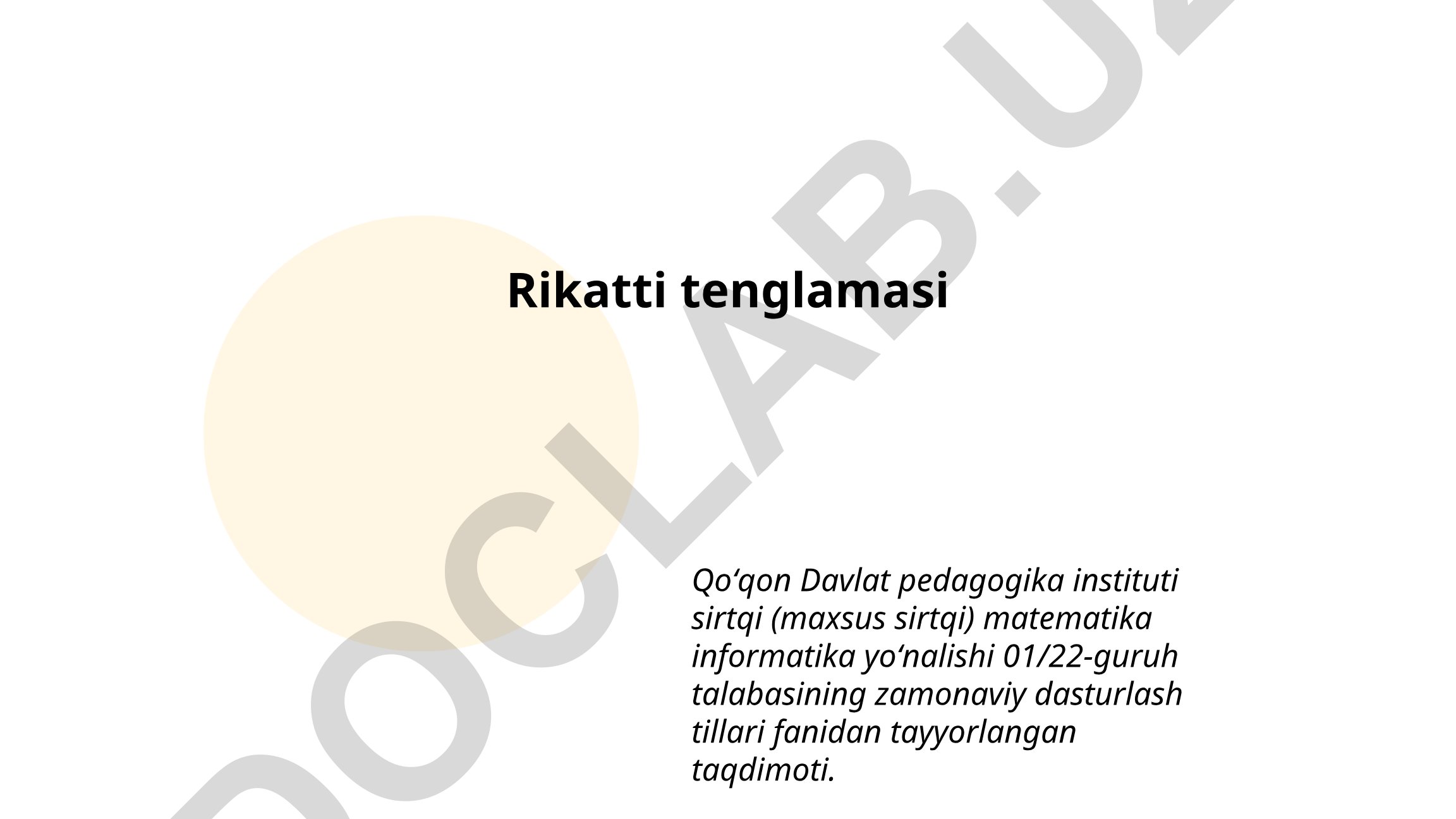 Rikatti tenglamasi
