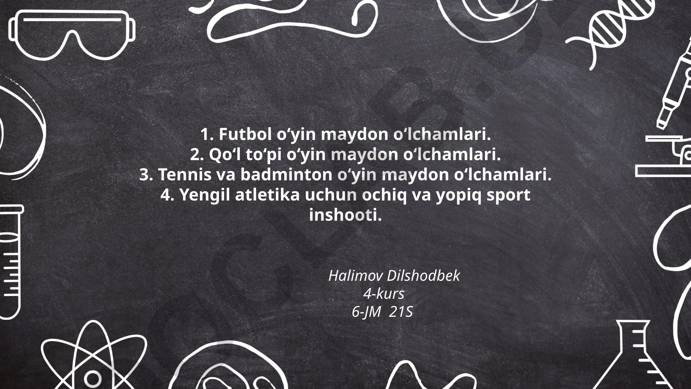 Sport o'yin maydonlari o'lchamlari