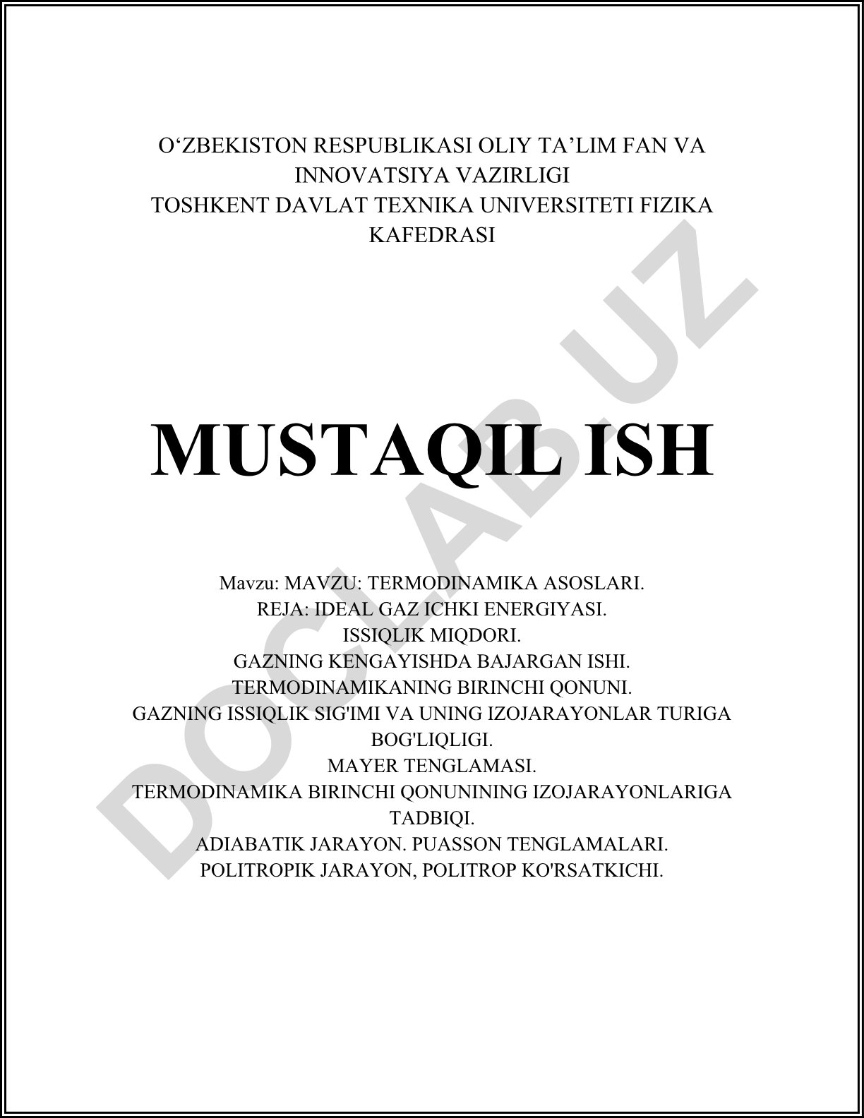 Termodinamika asoslari