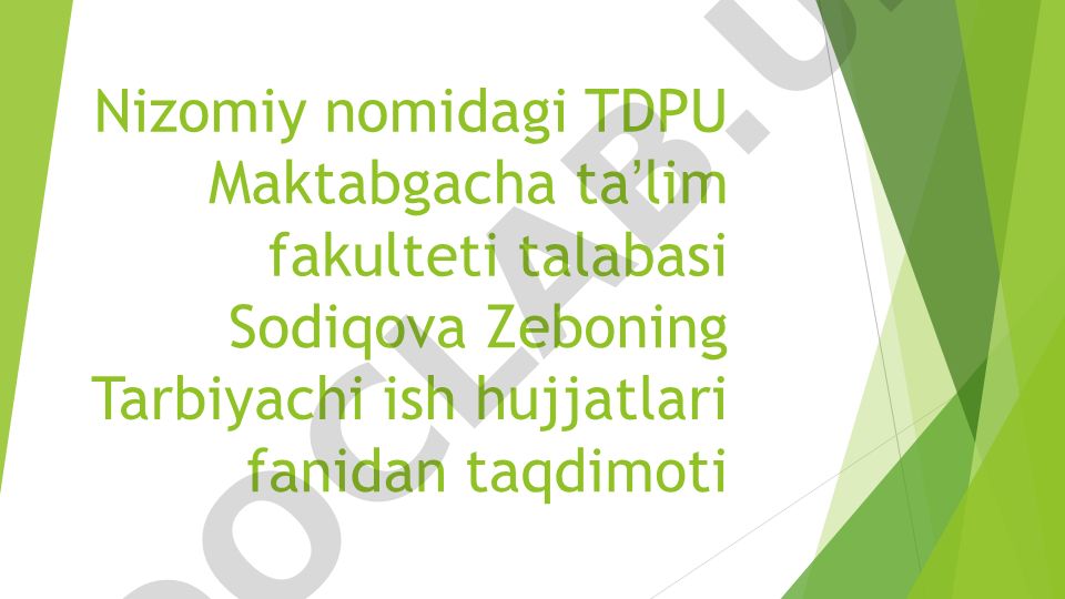 Maktabgacha ta'limning maqsad va vazifalari