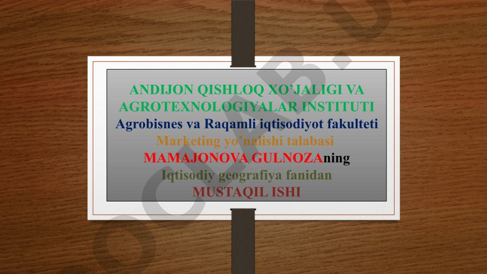 Hozirgi zamon dunyo siyosiy va iqtisodiy kartasini o'zgarish xususiyatlari