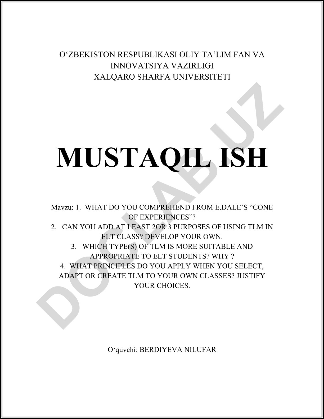E. Dale's Cone of Experience va ELT darslarida o'quv vositalaridan foydalanish