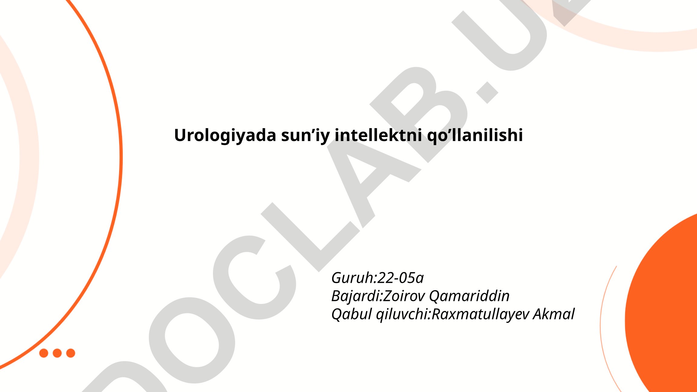 Urologiyada sun'iy intellektni qo'llanilishi