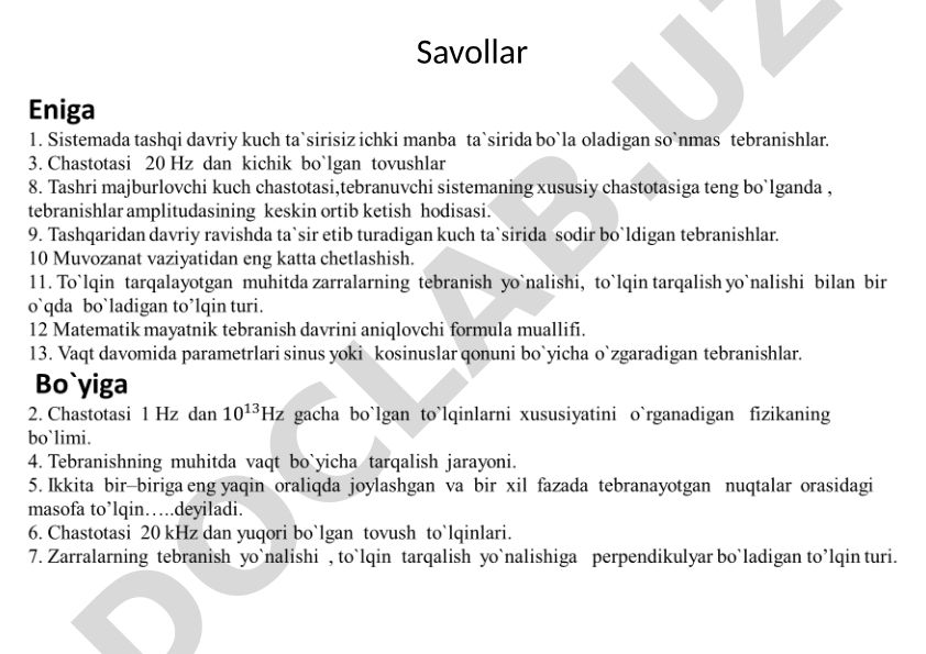 Tebranishlar va to'lqinlar fizikasi