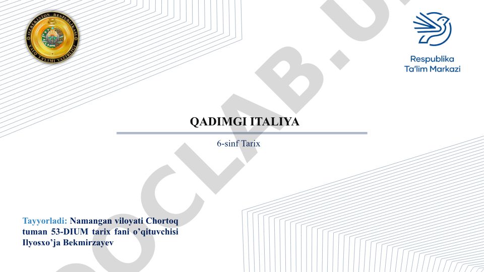 Qadimgi Italiya va Buyuk Ipak Yo'li mavzusini takrorlash