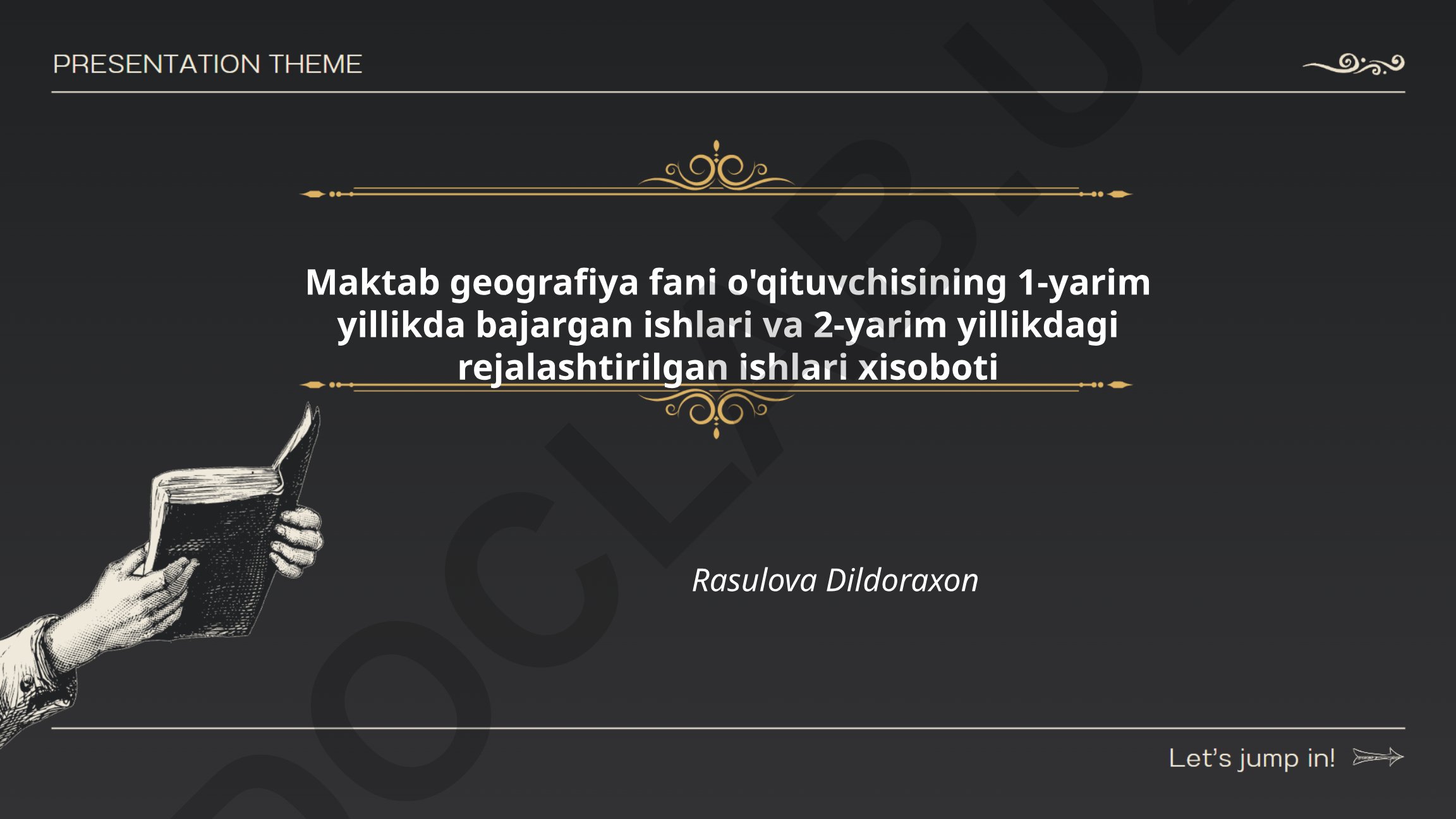 Maktab geografiya fani o'qituvchisining yarim yillik ishlari hisoboti