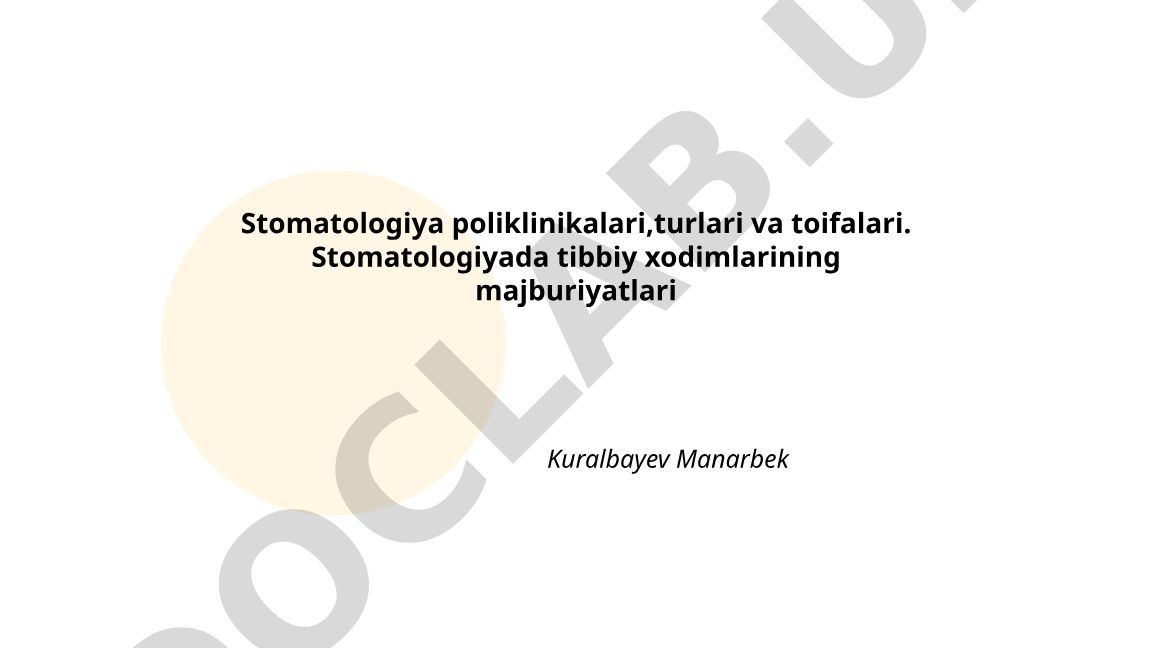 Stomatologiya poliklinikalari, turlari va toifalari