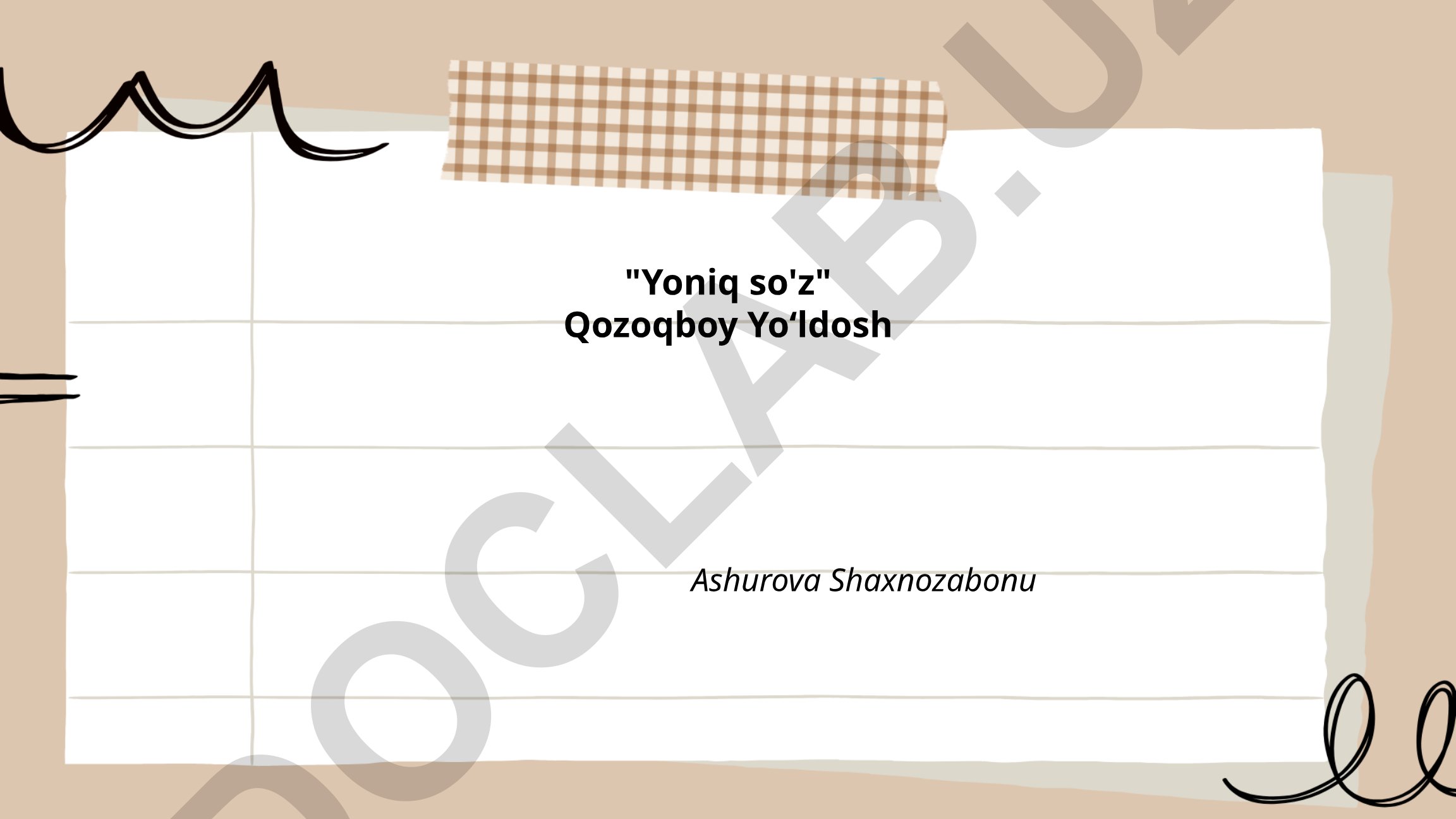 Qozoqboy Yo‘ldosh va Shukur Xolmirzayevning "Yoniq so‘z" asari