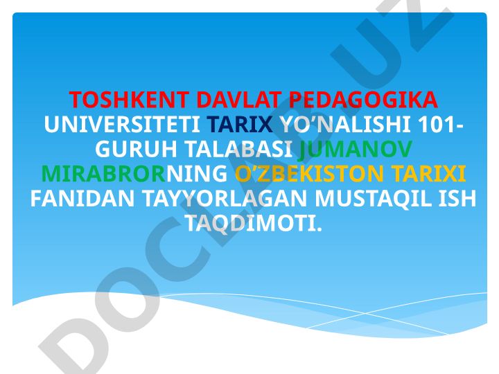 O'zbek xalqining etnik shakllanishi va uning asosiy bosqichlari