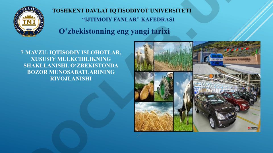 O‘zbekistonda bozor munosabatlari va iqtisodiy islohotlar