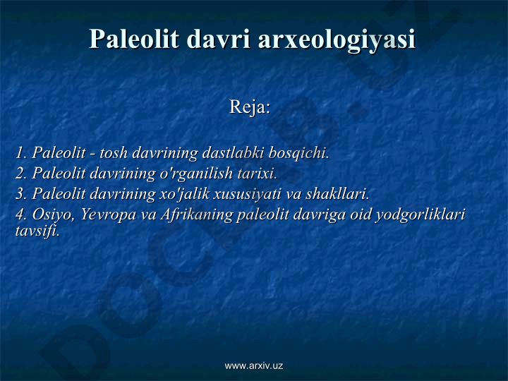 Paleolit davri arxeologiyasi