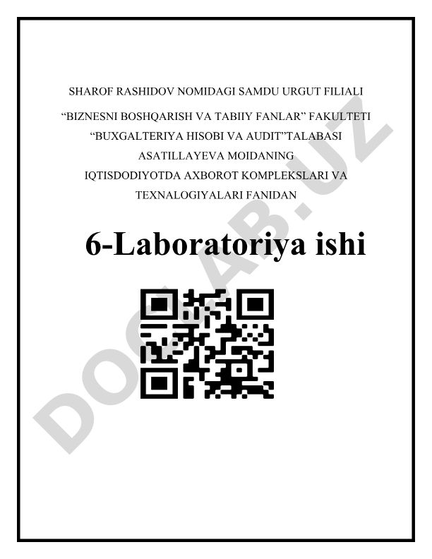 MS Accessda sohaga oid ma'lumotlar bazasini yaratish