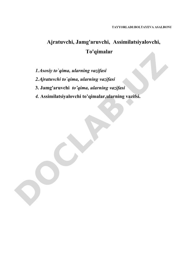 O'simlik to'qimalari turlari va vazifalari