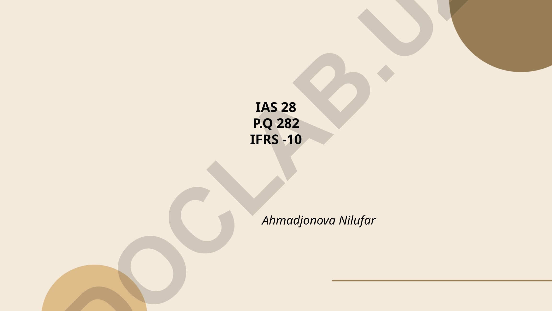 IAS 28 va IFRS 10 bo'yicha investitsiyalar hisobi