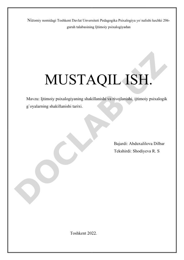 Ijtimoiy psixologiyaning shakillanishi va rivojlanishi, ijtimoiy psixologik g'oyalarning shakillanishi tarixi