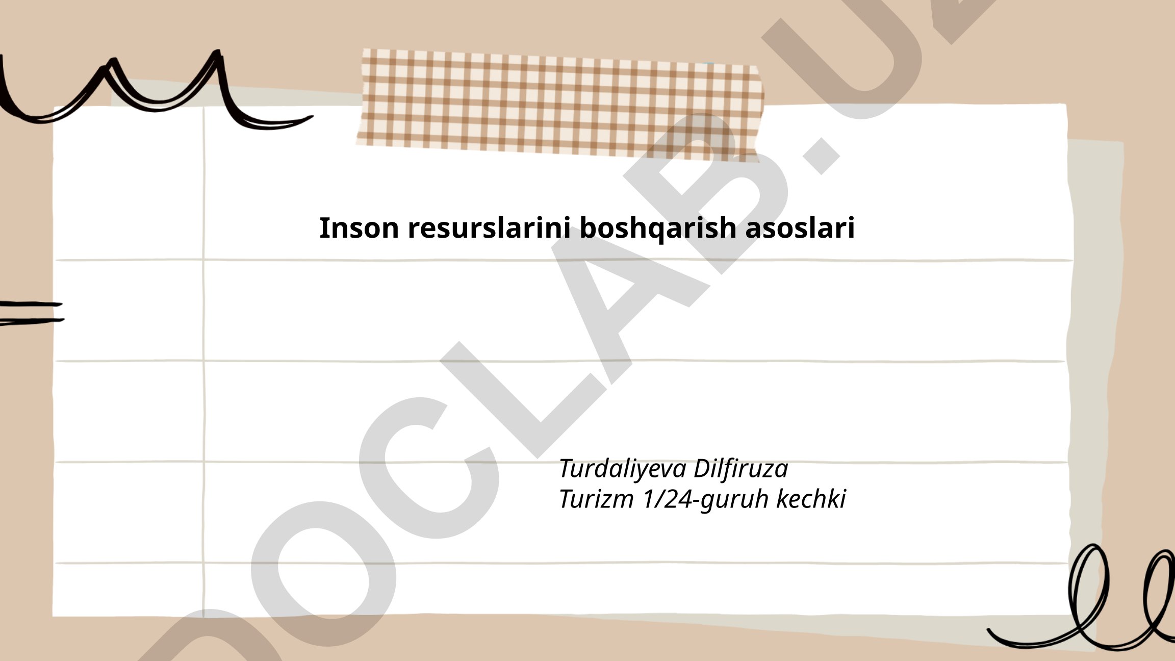 Inson resurslarini boshqarish asoslari