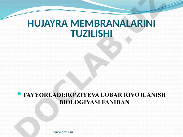 Hujayra membranalari tuzilishi va ahamiyati