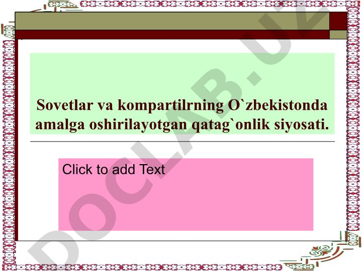 Sovetlar va kompartiyalarning O'zbekistondagi qatag'onlik siyosati